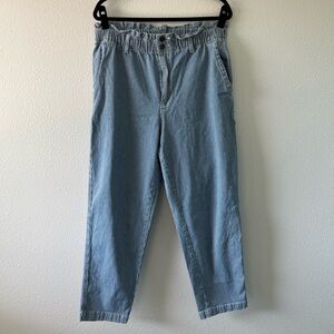 High Waisted Railroad Pinstripe Cropped Pant